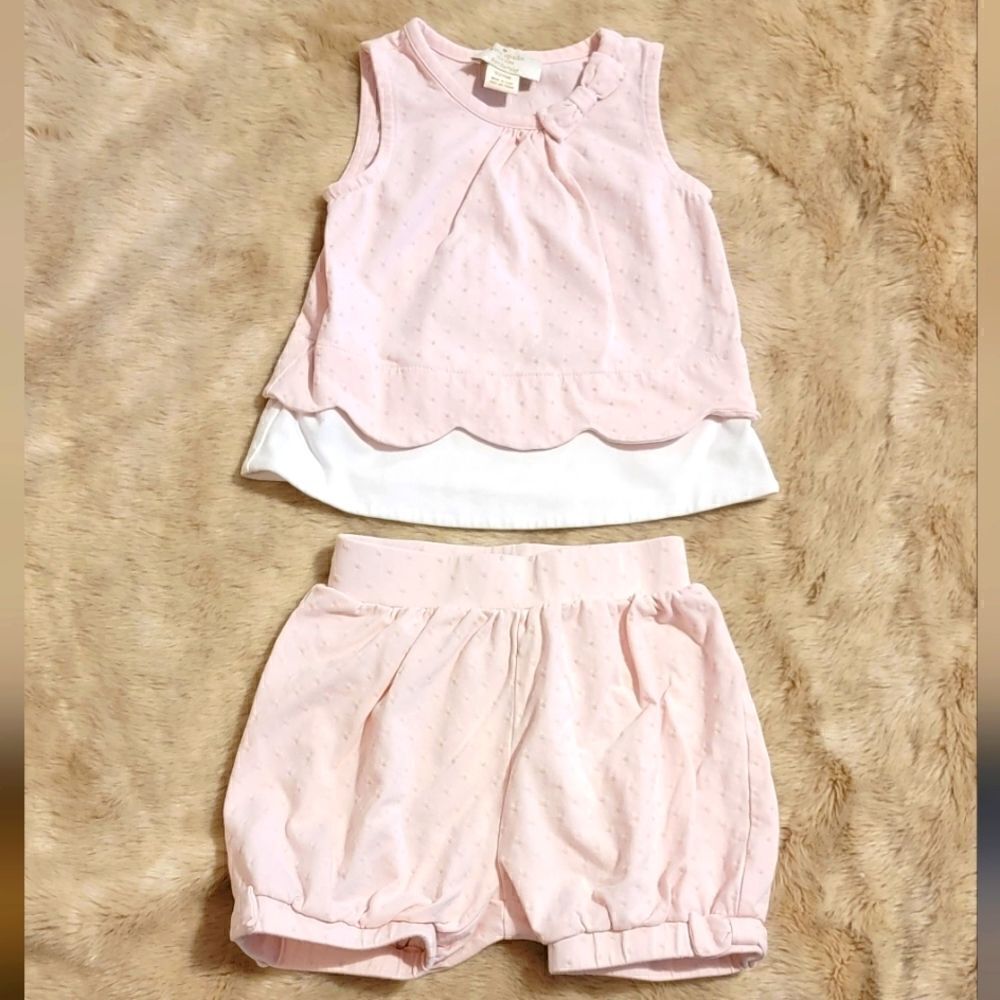 KATE SPADE 2-PIECE LIGHT PINK SLEEVELESS TOP AND SHORTS SET, SIZE 24 MONTHS